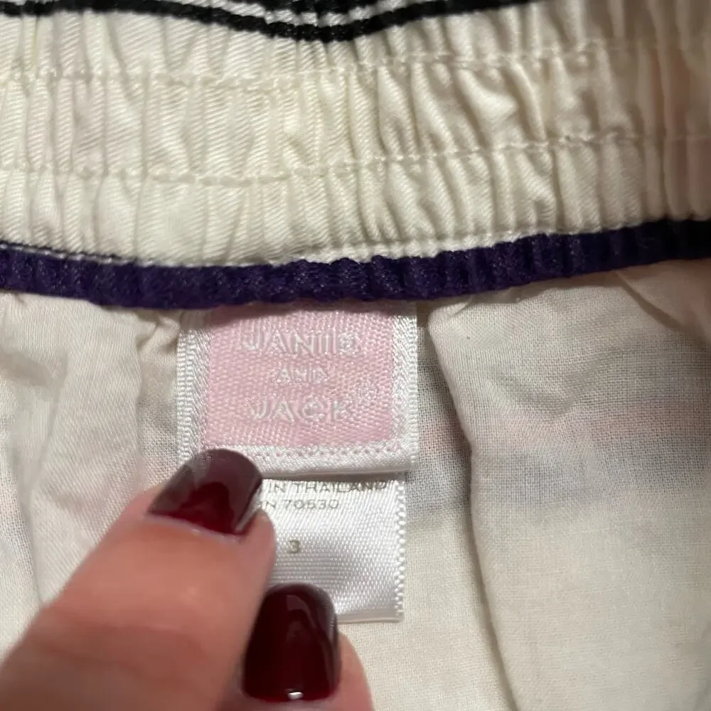 Janie & Jack Pleated Red White Blue Striped Pull On Skirt Girls Size 3 Toddler